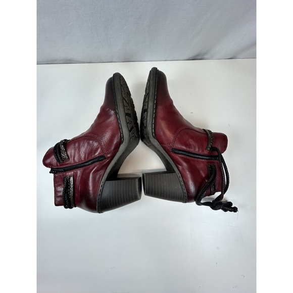 Rieker Ladies Block Heel Ankle Bootie Boot Burgundy Red Trim EU 40 US 9.5 - Picture 5 of 8